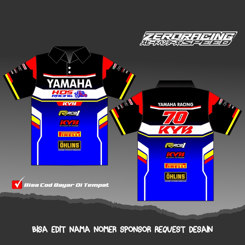 KAOS JERSEY KERAH POLO BALAP MOTOR RACING CUSTOM PRINTING (GRATIS GANTI NAMA NOMER)