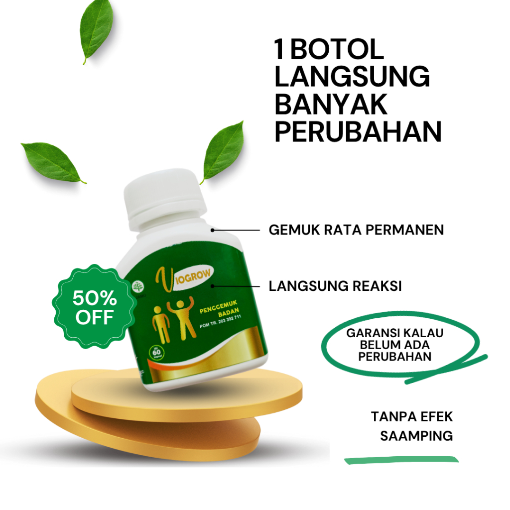 Terlaris Viogrow Obat gemuk Permanen Penggemuk badan herbal alami serta penambah nafsu makan Berat b