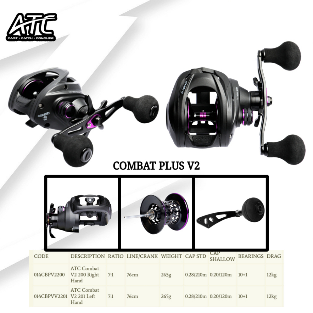 REEL ATC COMBAT PLUS V2 200 - 201 TIPE BAITCASTING | CASTING JIGGING | SLOW JIGGING | REEL BC