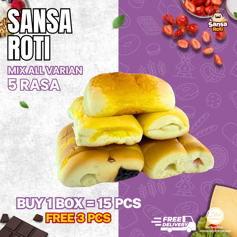 

RB 5 Rasa Mix 15 Pcs FREE 3 Pcs (18 Pcs) Rasa Coklat ,Keju, Vanila, Stroberi, Yogurt