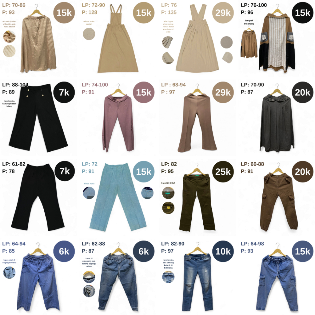 PRELOVED BAWAHAN ROK CELANA OVERALL JEANS SECOND BEKAS