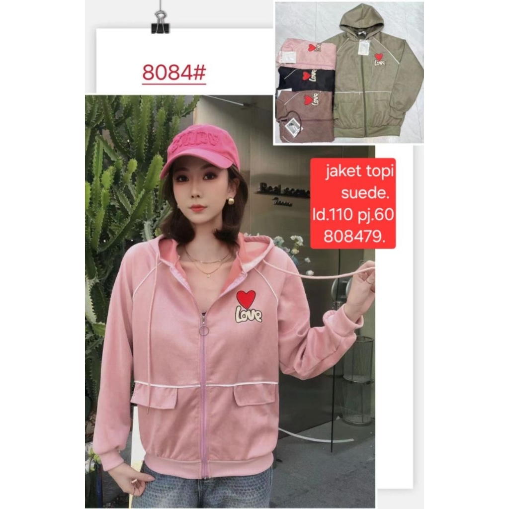 Jaket Suede Hoodie Love | Jaket Wanita | Jaket Suede Wanita | 8084