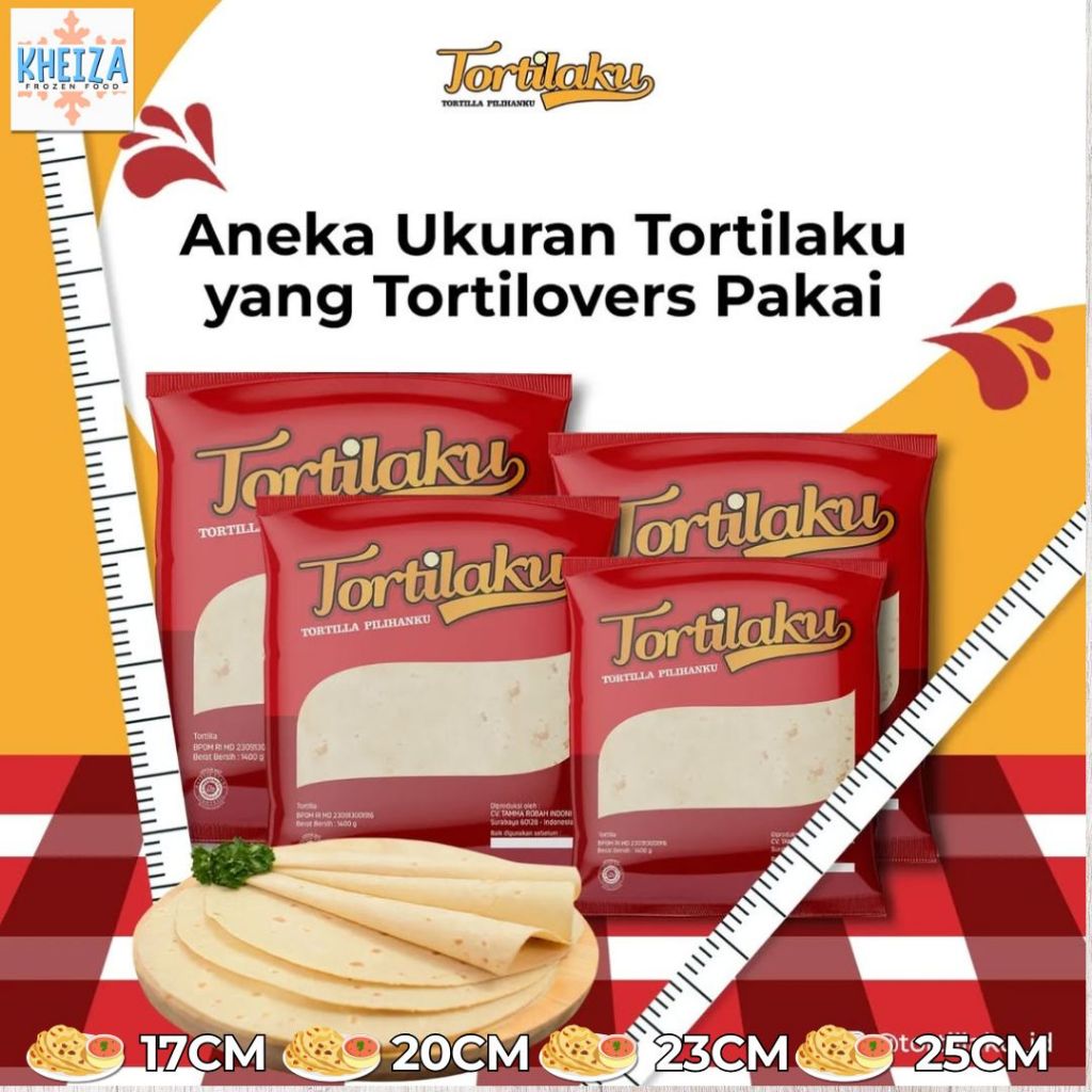 

TORTILAKU Tortilla Kulit Kebab 17cm 20cm 23cm 25cm isi 20lembar - Kheiza Frozen