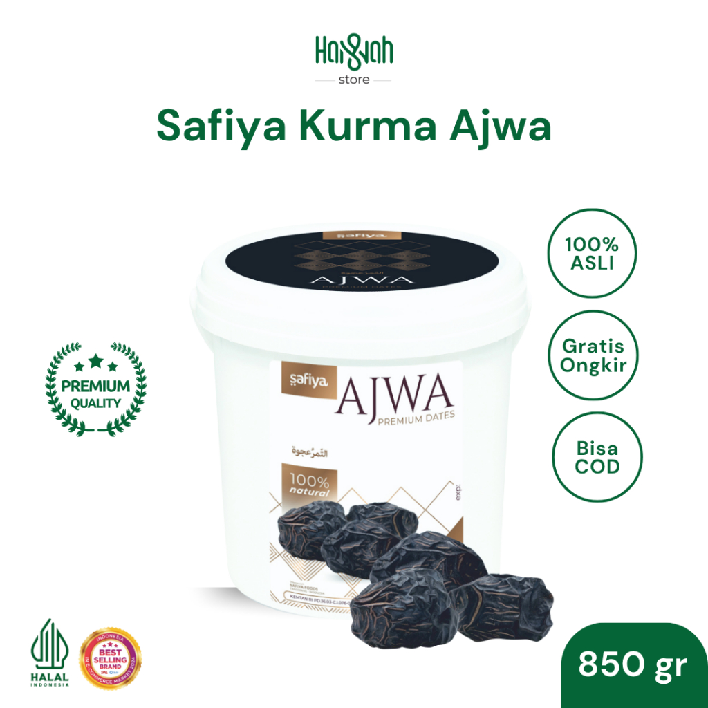 

Kurma Ajwa Safiya Ember 850 Gram Kurma Nabi Asli Madinah Premium