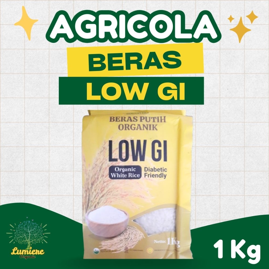 

Agricola Beras Diabetes Organik LOW Gi Organik Premium,Vakum,1kg,NonGMO,Rendah Glikemik,,diabetes