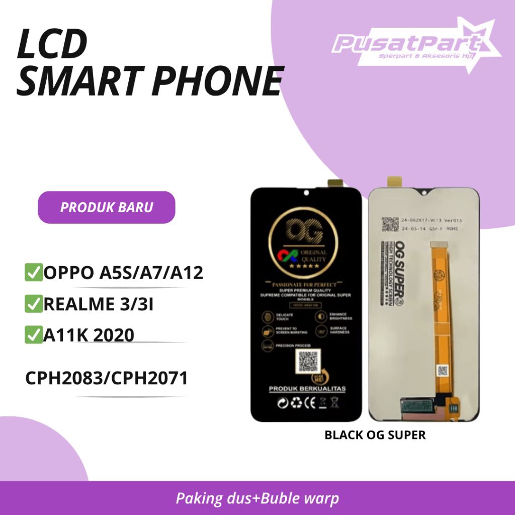 LCD OPPO A5S / A7 / A12 BLACK OG SUPER