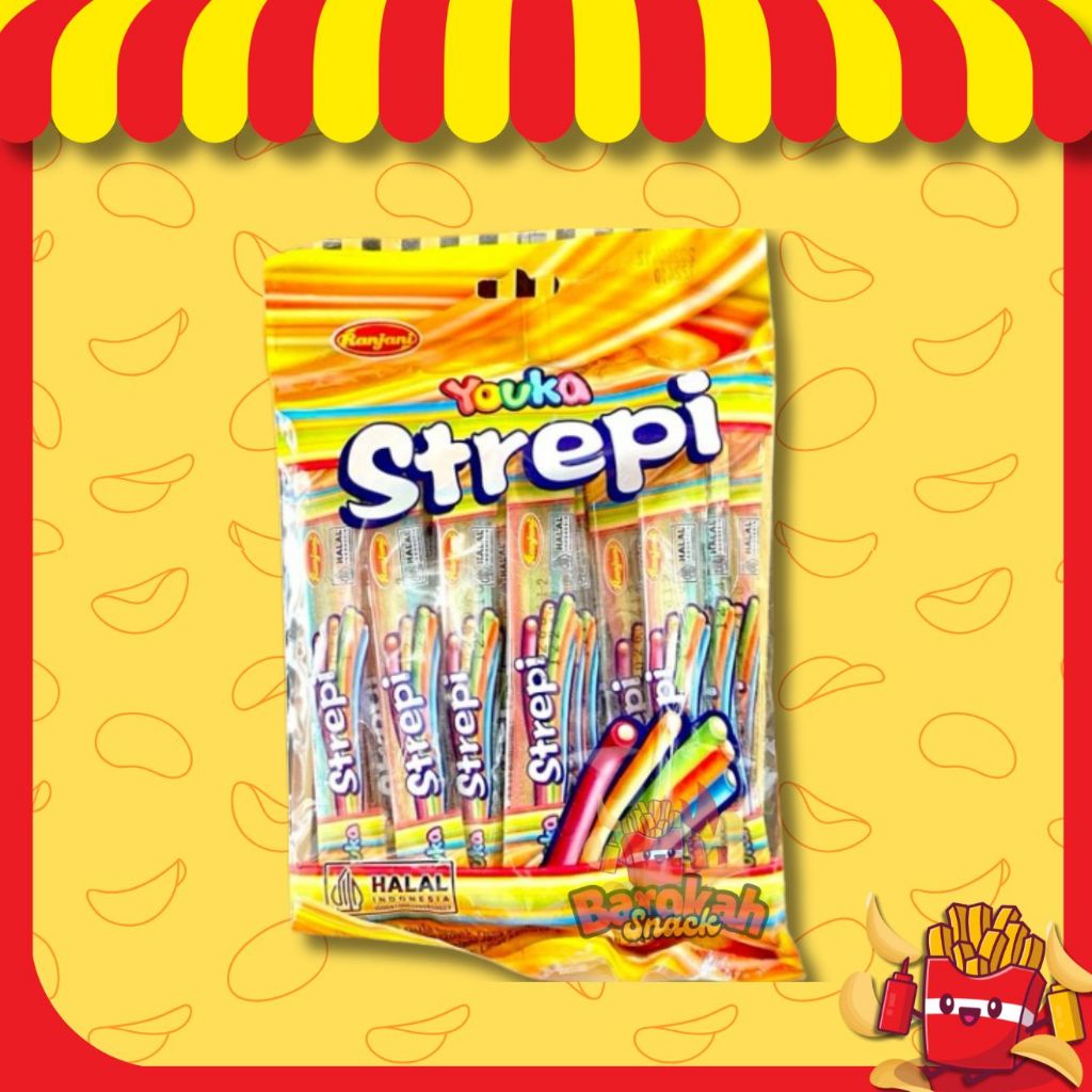

YOUKA STREPI / PERMEN / PERMEN LUNAK / YUPI / JAJAN VIRAL / SNACK HARIAN / CHIKY / RENTENG / SNACK ANAK ANAK / COKLAT WARNA WARNI
