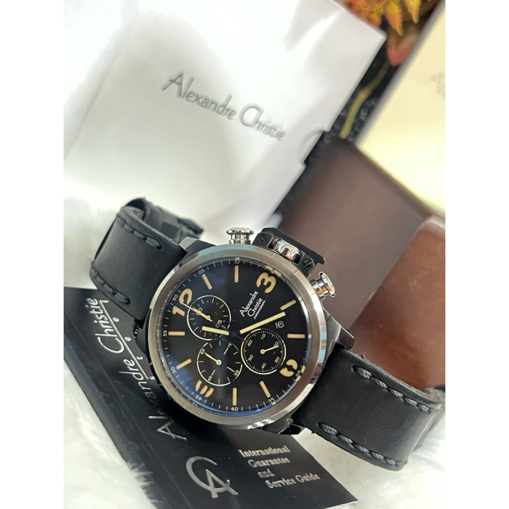 Dijual Jam Tangan Mewah Alexandre Christie, AC 6280 MC Hitam Kulit