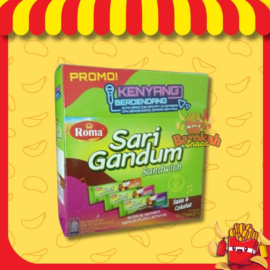 

SARI GANDUM / ROMA SARI GANDUM / JAJAN VIRAL / SNACK HARIAN / CHIKY / RENTENG / SNACK ANAK ANAK / COKLAT BISKUIT