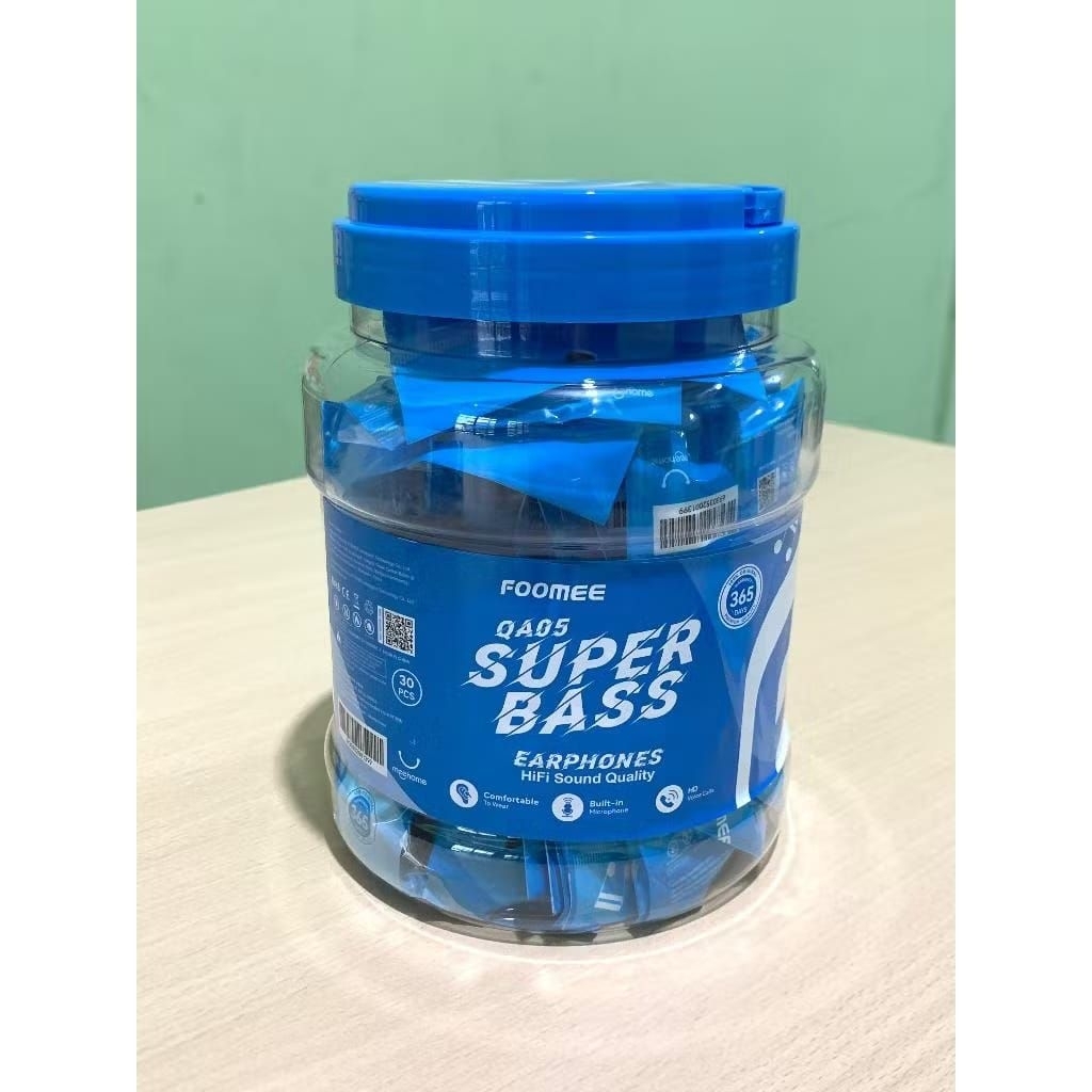 HEADSET FOOMEE QA05(1 TOPLES ISI 30 PCS)HANDSFREE SUPER BASS ORIGINAL FOOMEE