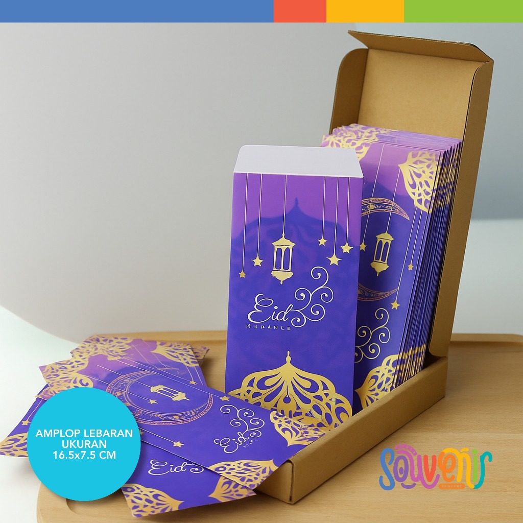 

Amplop Lebaran uk 16.5x7.5 cm ( masuk uang kertas ) Angpao + Box karakter Lucu perpak isi 25 pcs
