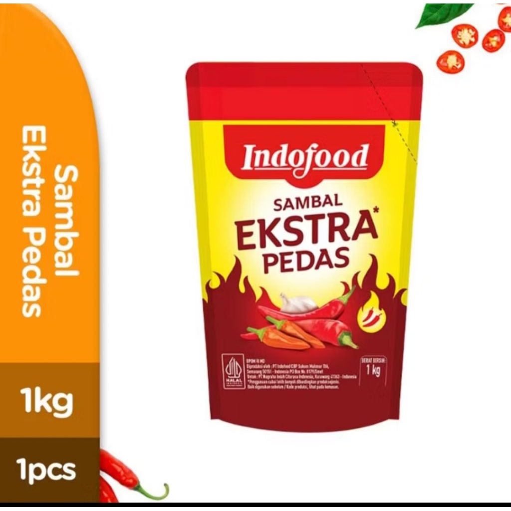 

saos indofood sambal ekstra pedas 1kg pouch