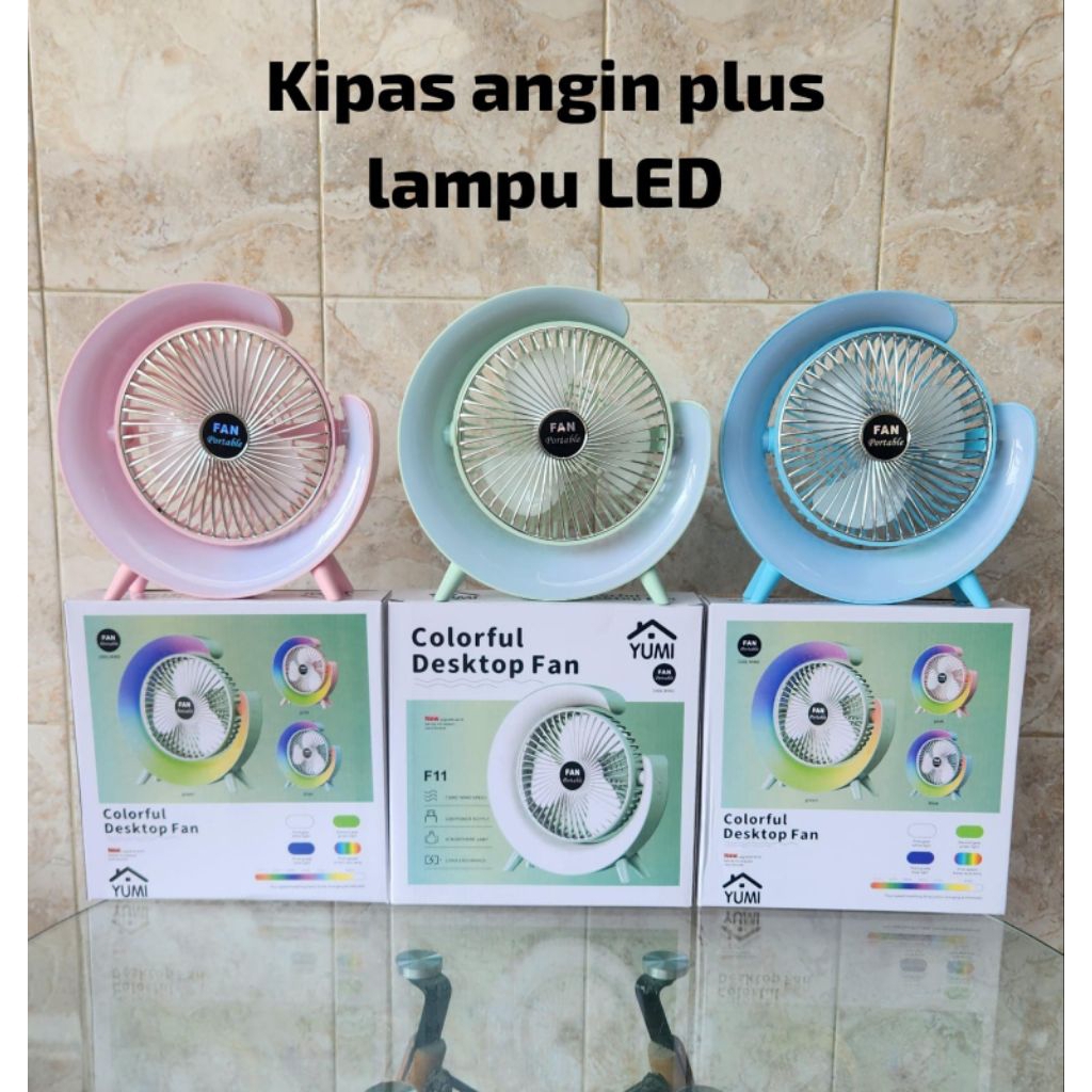 Kipas Angin Plus Lampu LED Lampu Portable Kipas Meja Lampu