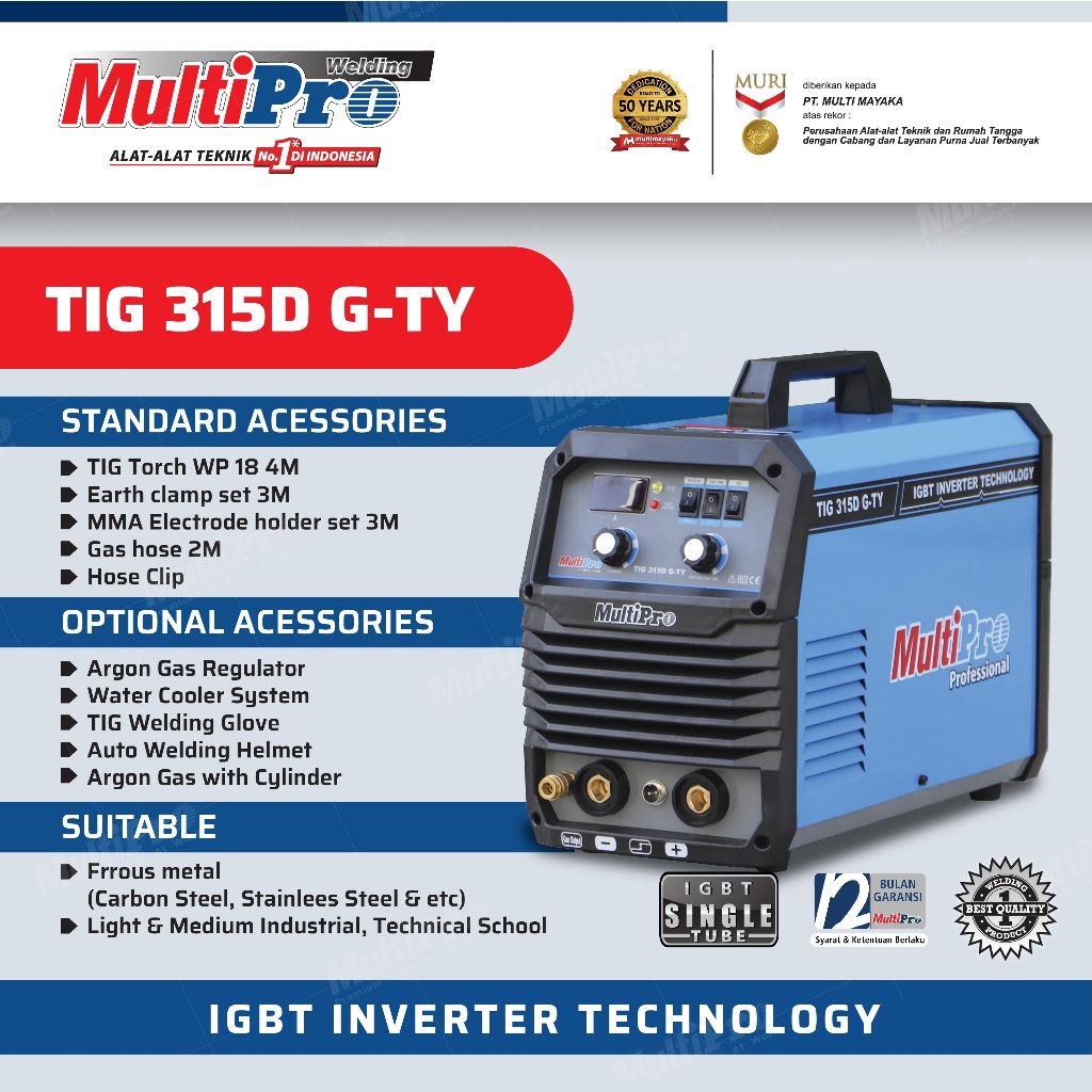 MULTIPRO - MESIN LAS TIG 315D G-TY / WELDING MACHINE - GARANSI RESMI 1 TAHUN