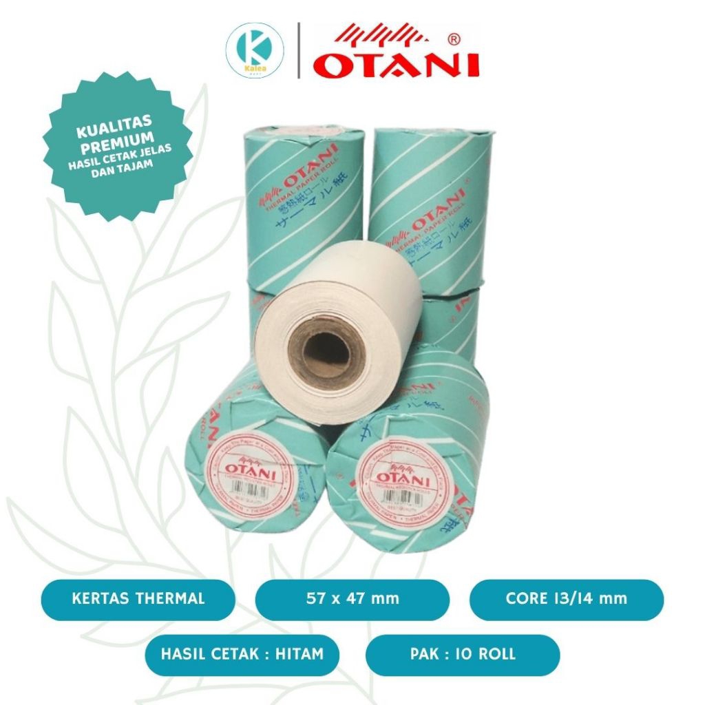 

Kertas Struk Thermal Roll 57x47 mm Core 13/14 OTANI Termal Struk Kasir EDC Thermal 58mm Hasil Cetak Hitam Perpak: 10 Roll