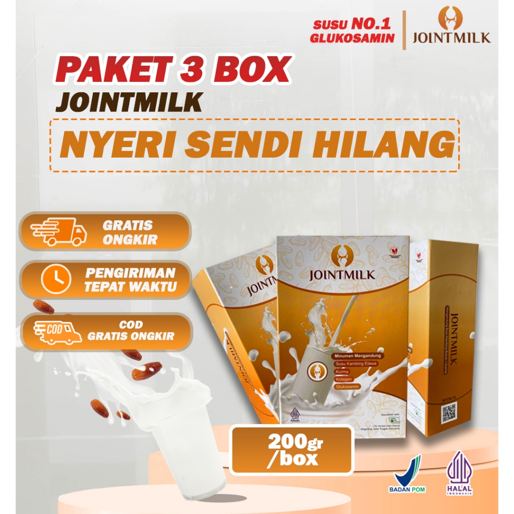 

JOINTMILK Paket 3 BOX Susu Etawa Regenerasi Sel Tulang Rawan Dan Pelumas Sendi