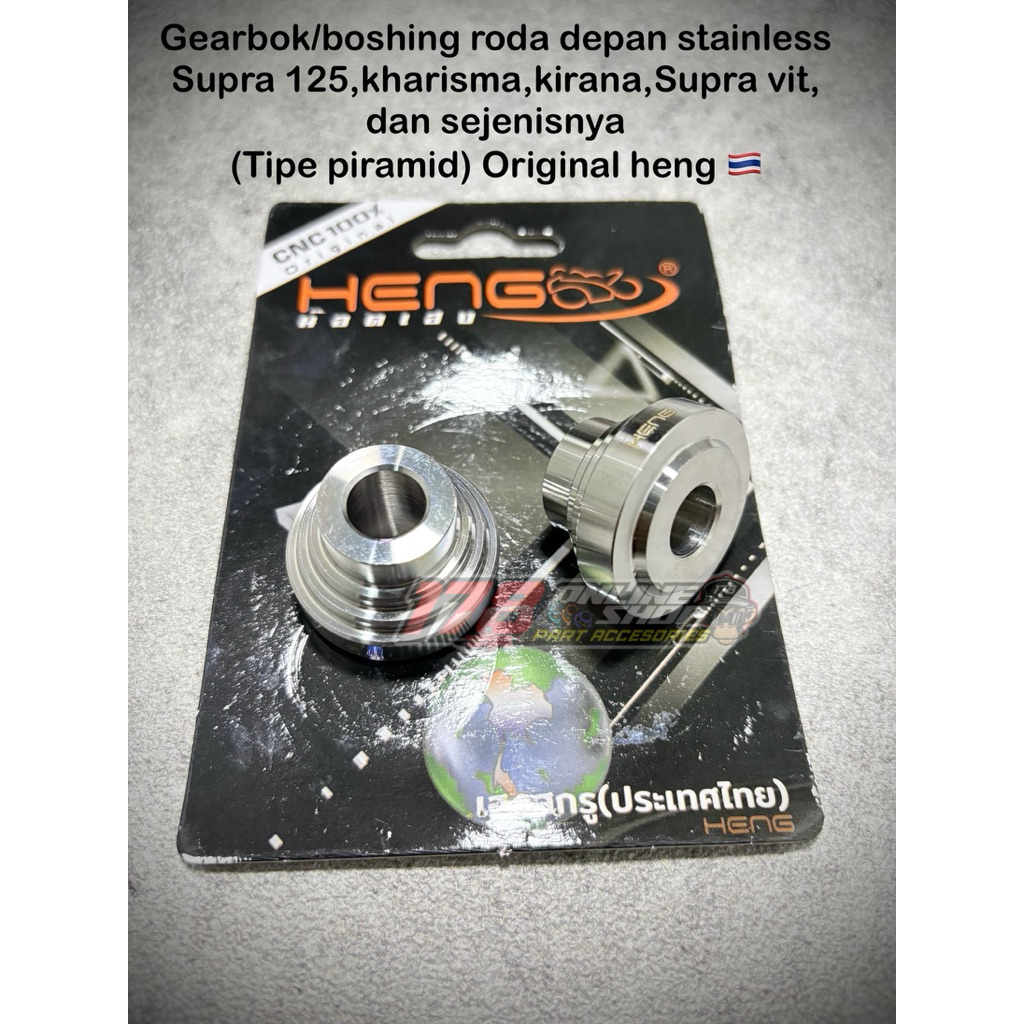Gearbok boshing roda depan stainless Supra 125,kharisma,kirana,supra 110 tipe piramid