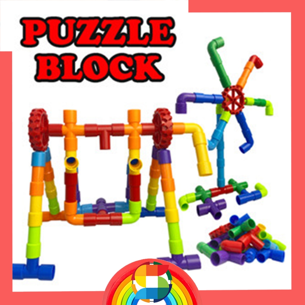 Mainan Edukasi Anak Blok Pipa /Education Toys Block Pipa  Isi 100PC 150PC
