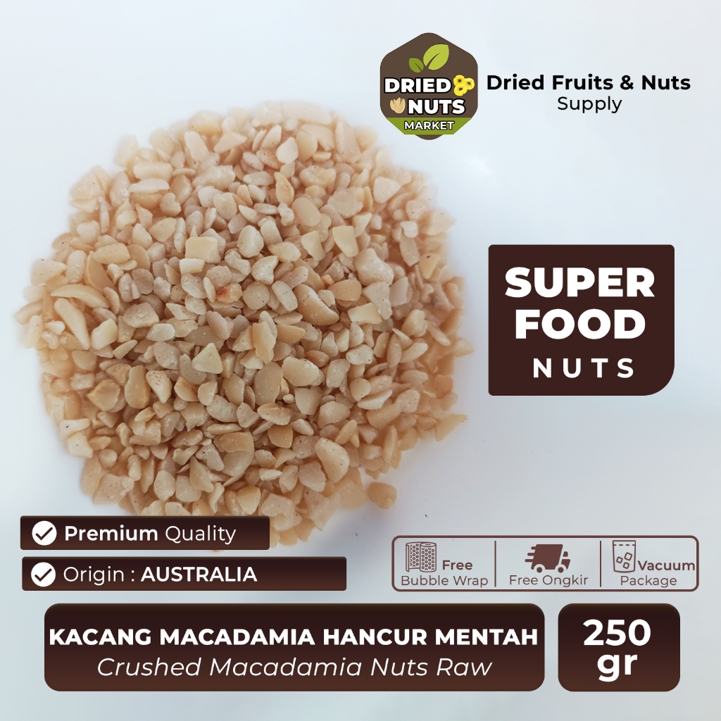 

Kacang Macadamia Hancur Mentah 250gr / Crushed Macadamia Nuts Raw Australia