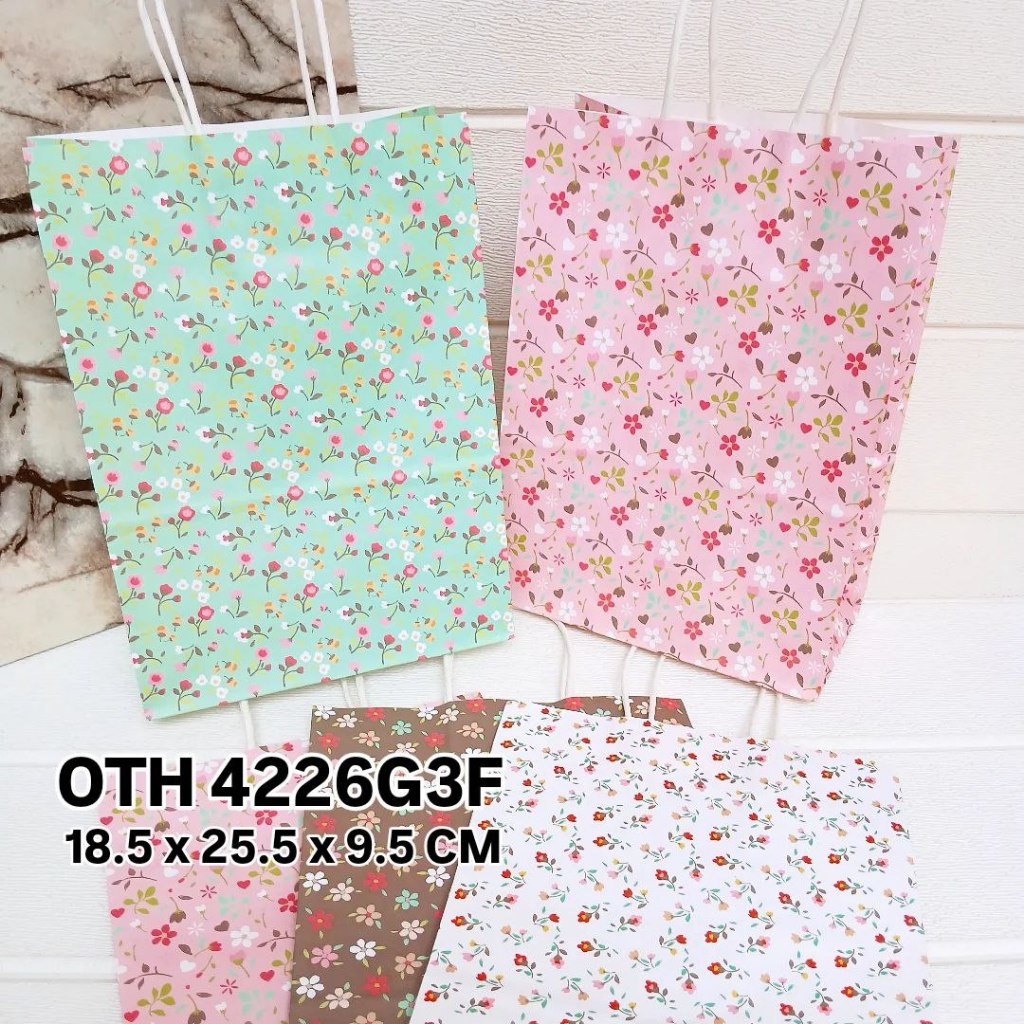 

OTH 4226G3F - ISI 12 PAPERBAG UK 18.5X9.5X25.5CM KERTAS MTF MIX G3 MOTIF FLORAL