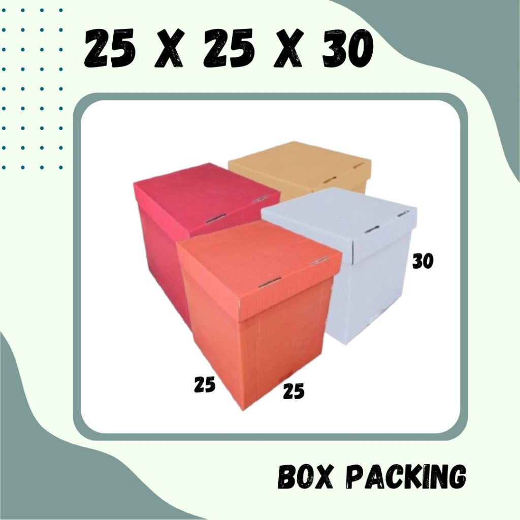 

Box Kado 25x25x30 / 25x25x20 / 25x25x10 (Set Top/Bot Heebe) Kardus Packing/Karton/Paking/Polos/Hampers/Boneka/Buah/Puding/Tart