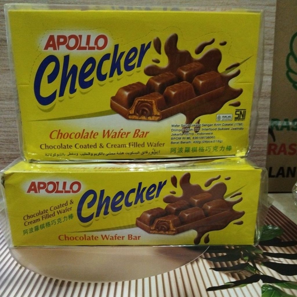 

Apollo Checker / Wafer Salut Cokelat ( isi 24 pcs)
