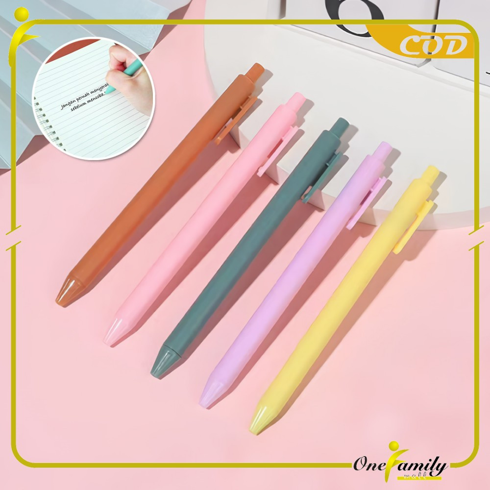 

ONE-A120 Pena Cetekan Macaroon Pulpen Warna Pastel Tinta Hitam Alat Tulis Sekolah Kantor / Pulpen Warna Warni Bolpoint Gel Polos