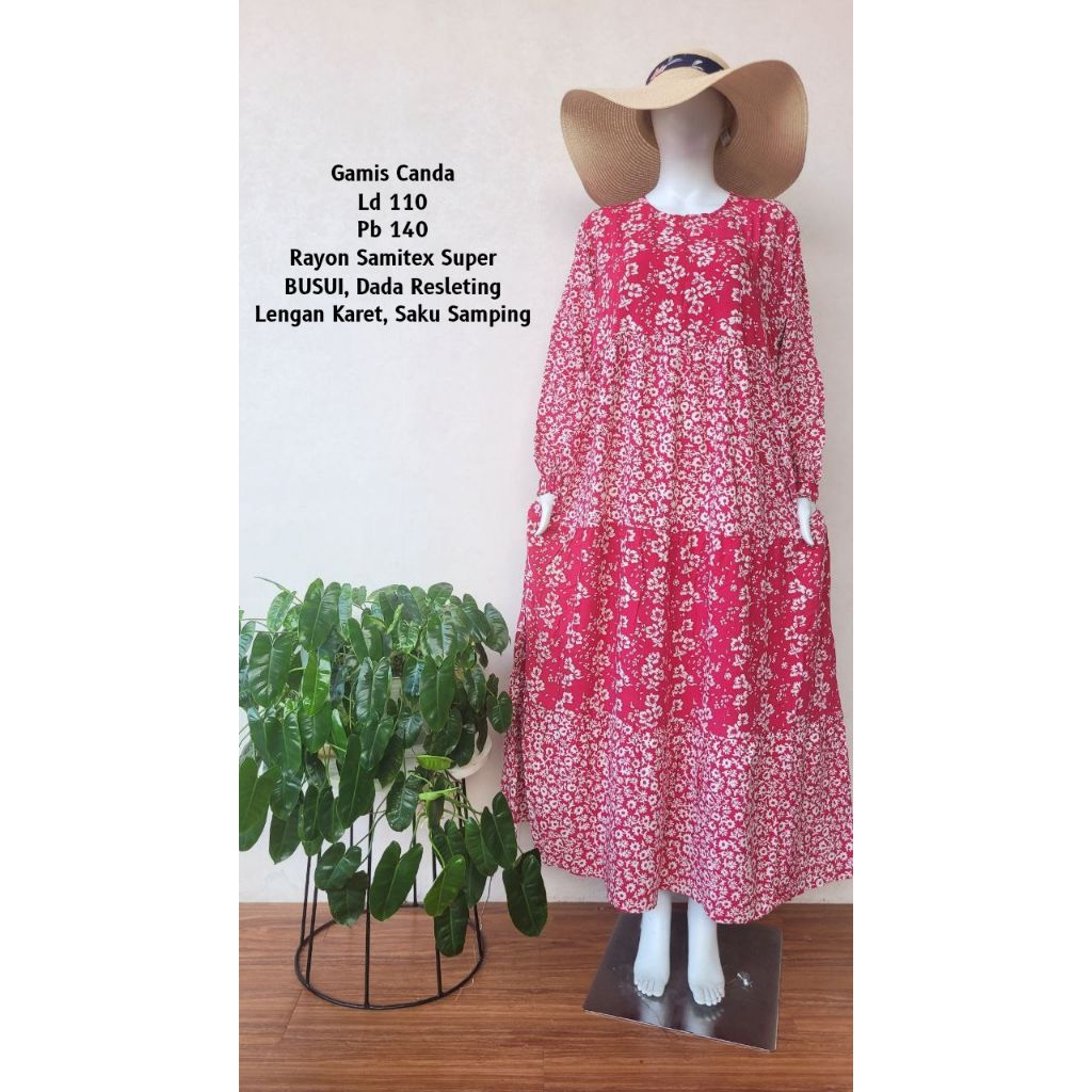 SELASIH Gamis Canda Ld 110 Pb 140 Rayon Samitex Super Homedress Susun Batik Cap Pekalongan Kekinian 
