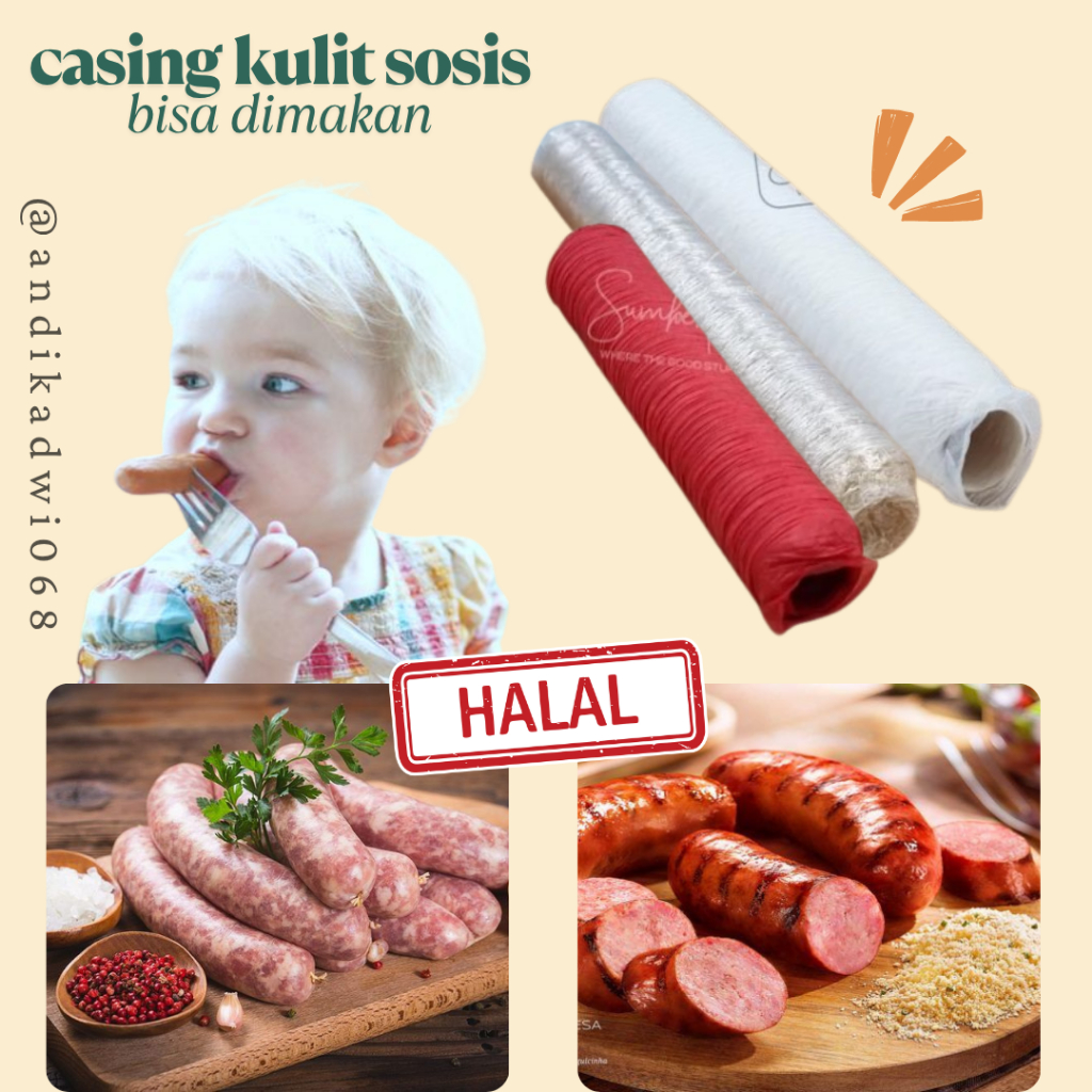 

Casing Kulit Sosis Kolagen Sapi Halal Bisa Dimakan Food Grade Praktis Sosis Jumbo Bakar Slongsong