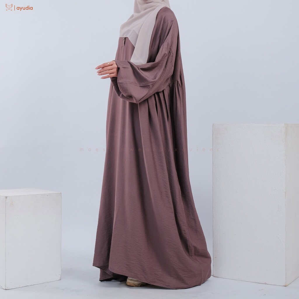 [ LAST STOCK ] Xavieer - Ayudia Abaya Balon Turki Linen Premium Umrah Haji Syari Gamis Hitam