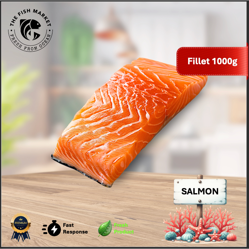 

Salmon Trout Norwegia Fresh Fillet 1000g Sashimi Grade Tanpa Tulang & Ada Kulit Omega 3 EPA DHA