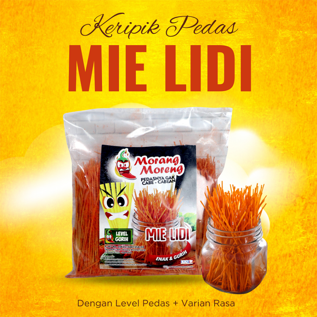 

Mie Lidi Pedas 250Gr Morang Moreng / Snack Kekinian Mi Lidi Lidian Aneka Rasa