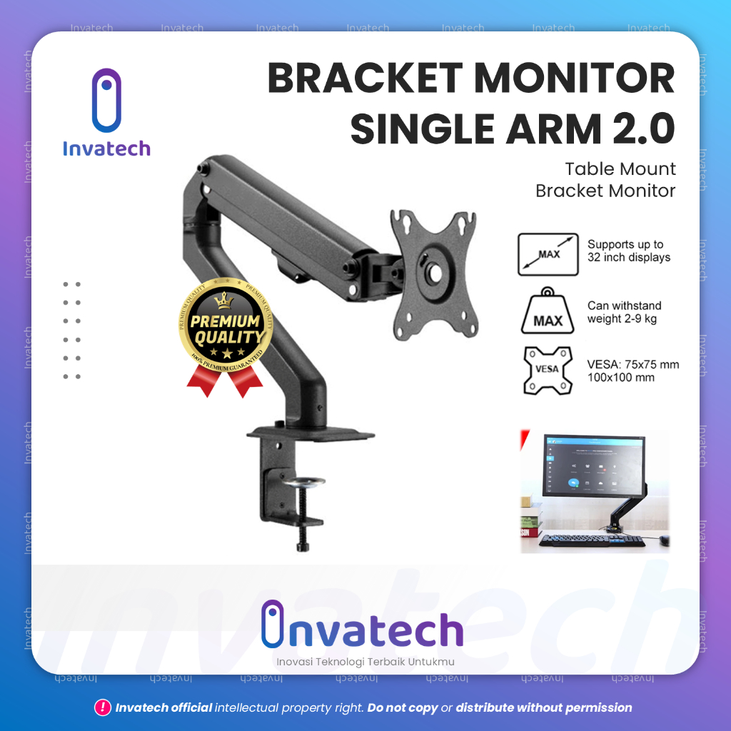 Bracket Monitor Gas Spring EXPOSE 17-32 Inch VESA 100x100 – Single Arm 2.0 LED LCD TV Komputer Tilt 