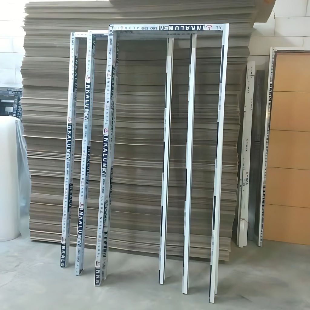 kusen dan jendela aluminium 4 inch berbagai ukuran, kuat, tahan lama, tahan rayap, anti karat, minim