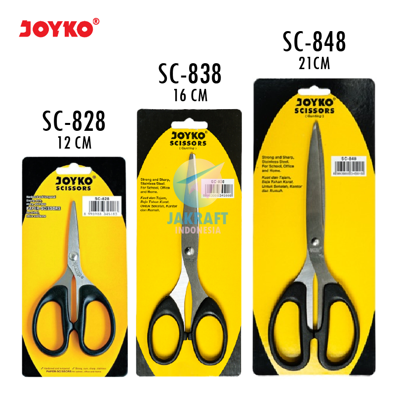 

(1 Pcs) Gunting Kertas Tajam JOYKO Kecil 12 Cm SC-828 Small / Sedang 16 Cm SC-838 Medium / Besar 21 Cm SC-848 Large Scissors Stainless Steel Serbaguna Multipurpose