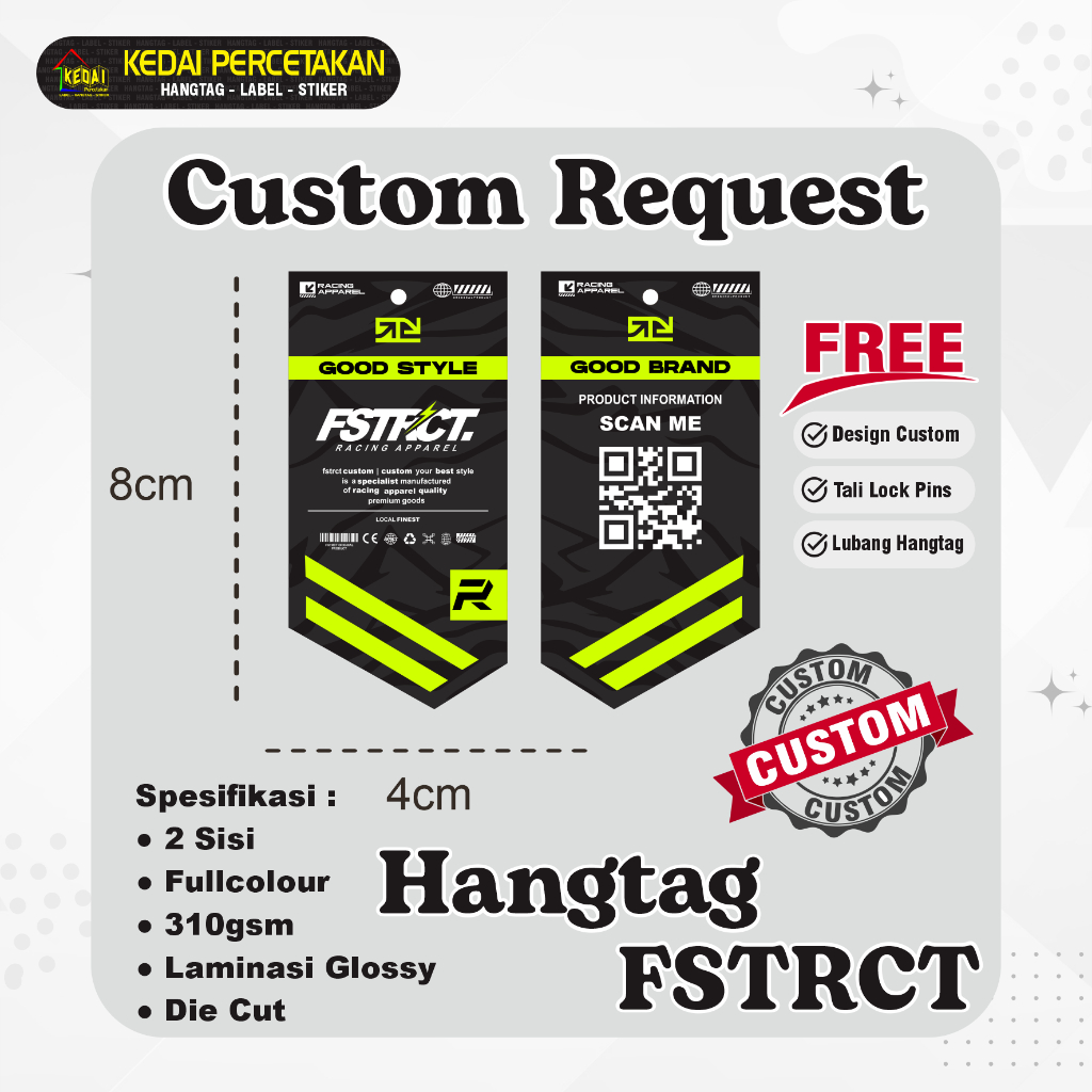 

HANGTAG FSTRCT hantag aksesoris handtag Souvenir hangtag Custom hentek thank you handstag hangteg merk price tag label baju lebel merek bonus tali (HTFS) 2 Sisi