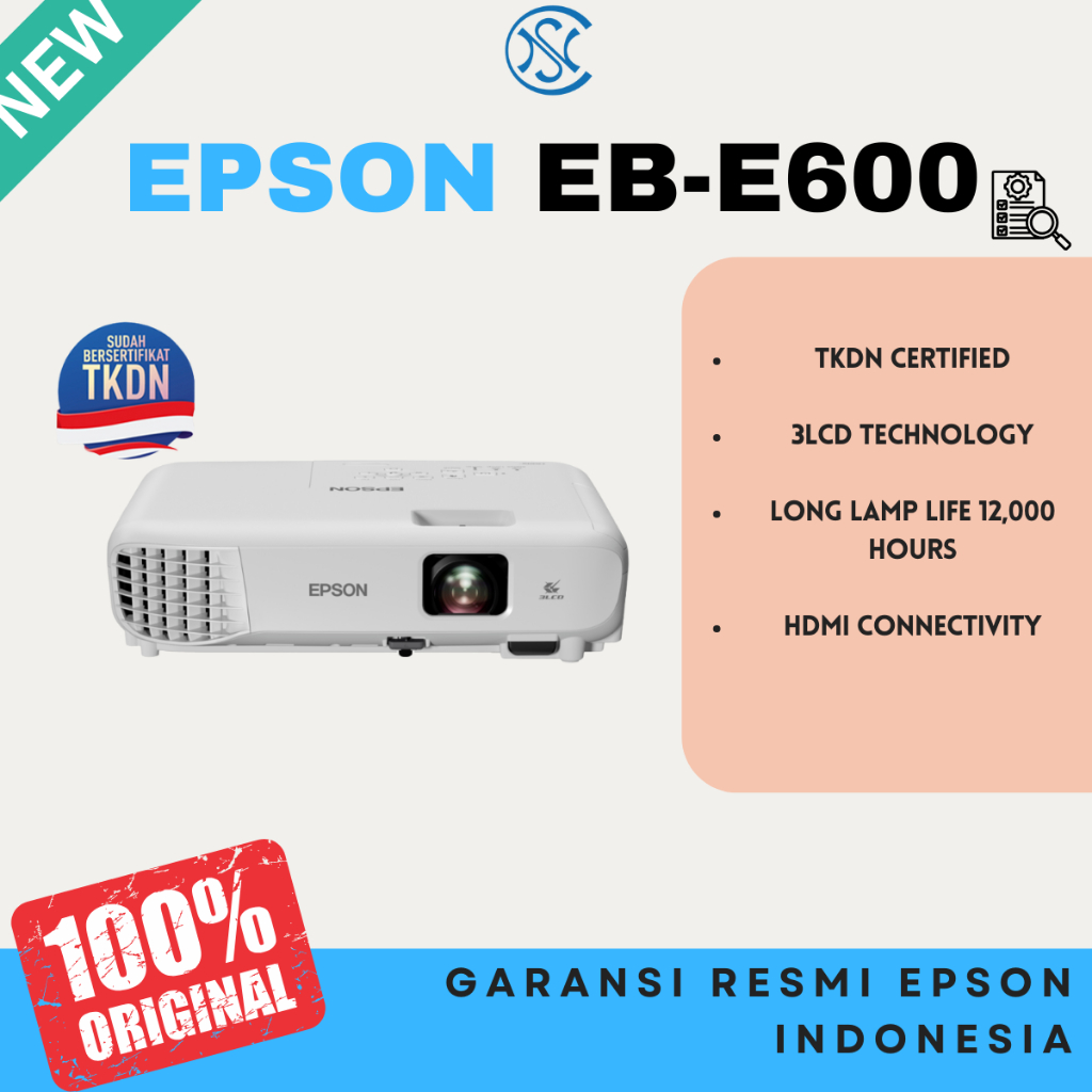 PROYEKTOR EPSON EB-E600 XGA 3LCD TKDN PENERUS EB-E500