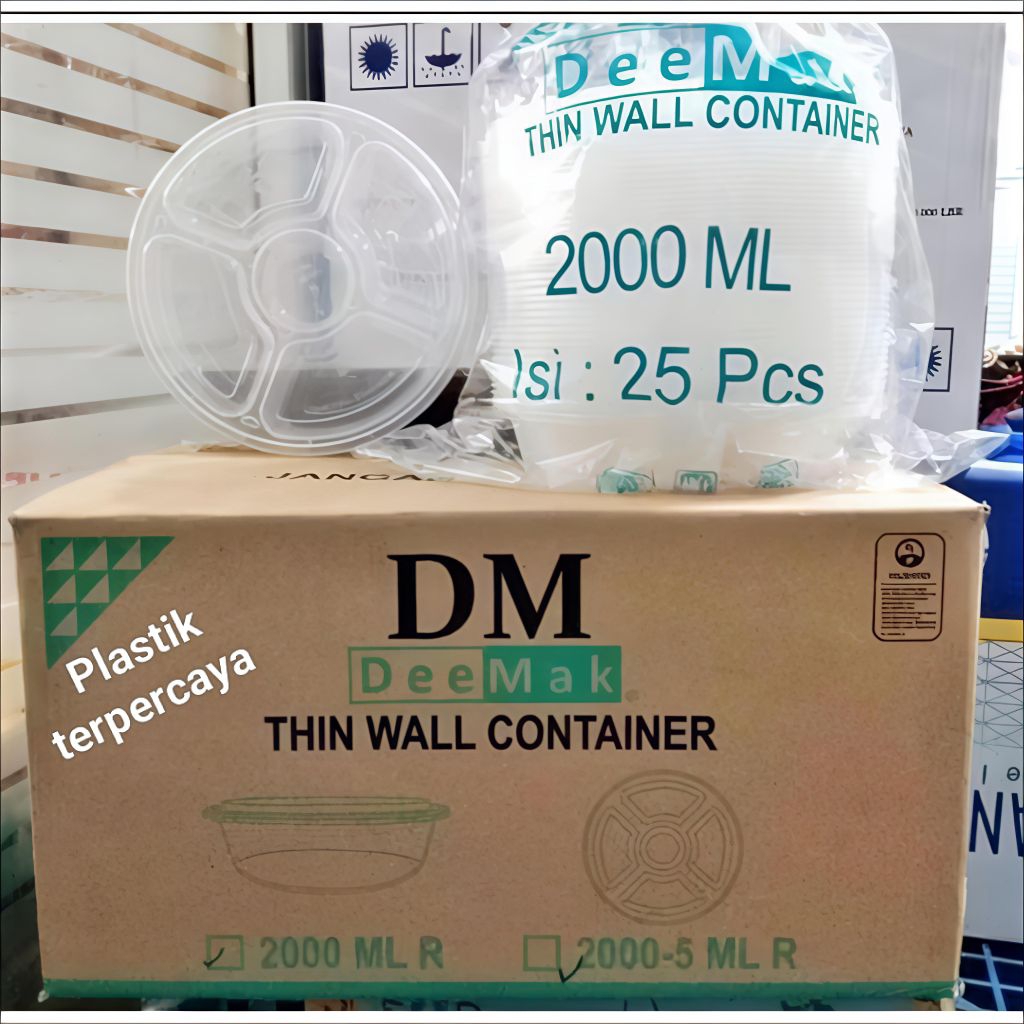 THINWALL 2000ml R BENTO SEKAT isi 25pcs  /thinwall bulat sekat makanan