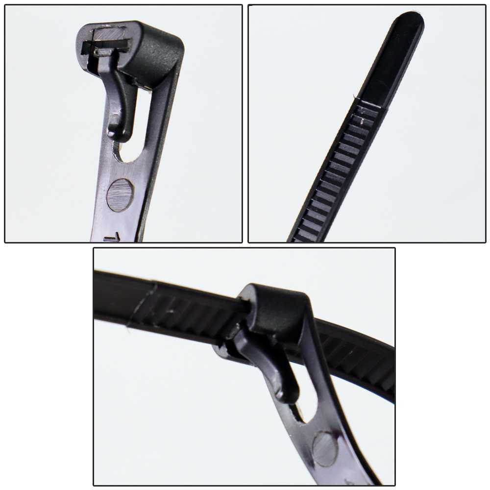 

ATH 100pcs Kabel Ties Tis Bisa Di Buka Kembali Reusable Anti Putus Hitam Putih Lebar 8mm Panjang