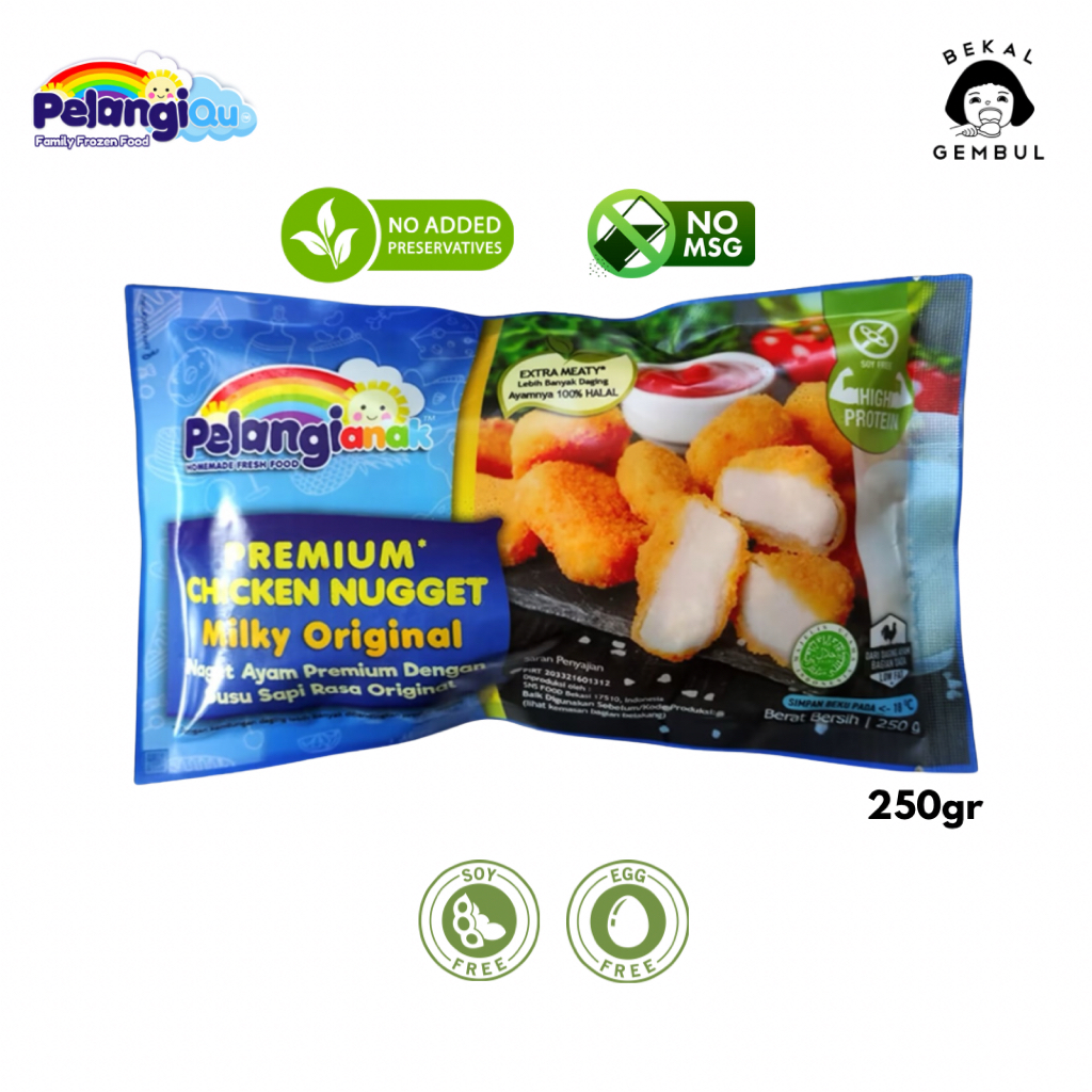 

Pelangi Frozen Food - NUGGET SEHAT AYAM MILKY ORIGINAL Egg Free, Soy Free, Tanpa MSG & Tanpa Pengawet