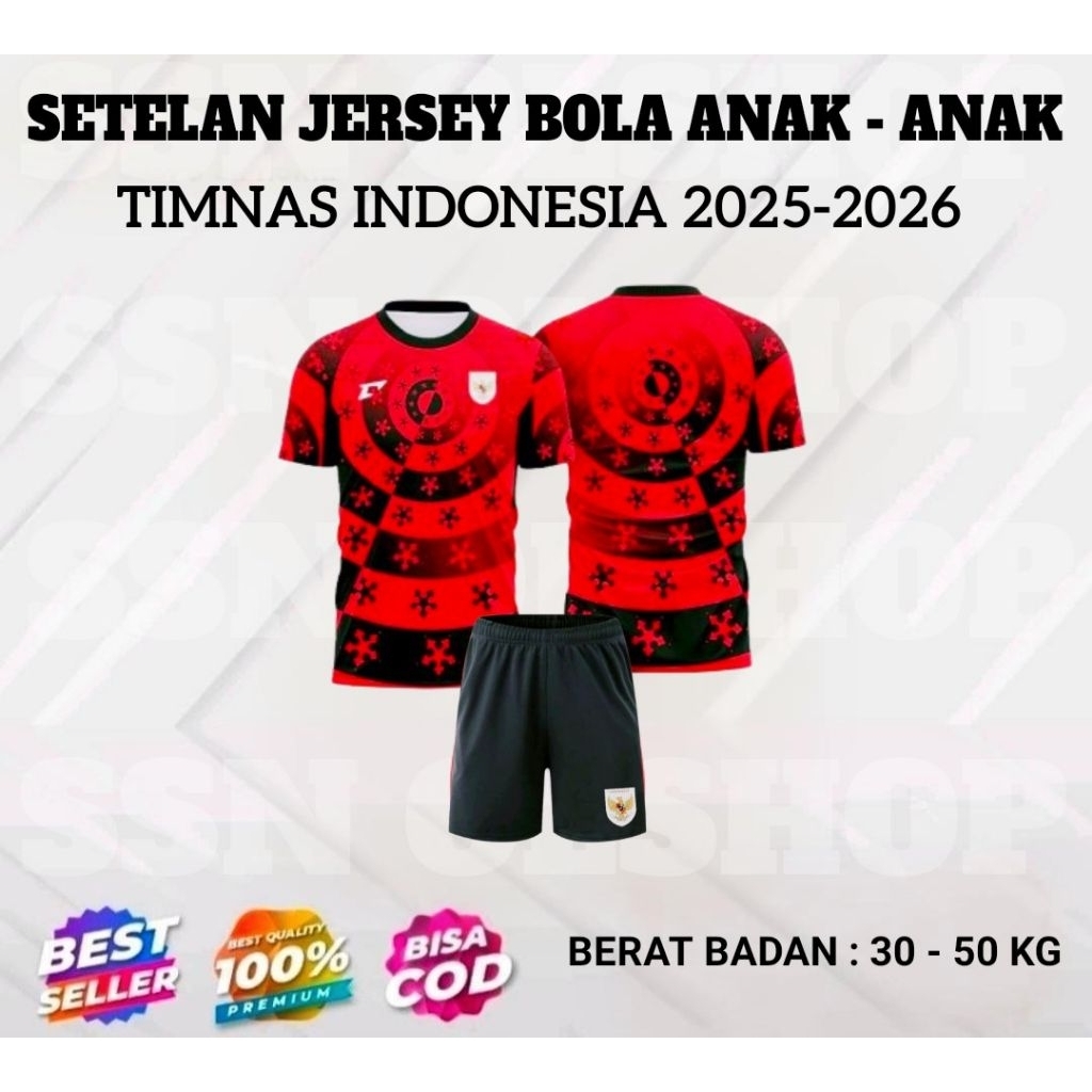 Setelan Baju Bola Anak - Anak Timnas indonesia Training Merah Terbaru 2025 2026 (Training Merah) Jer