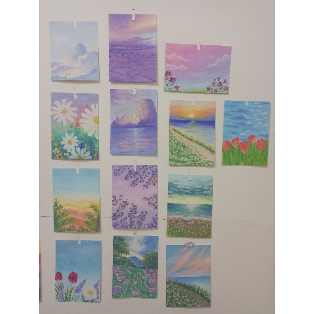 

Lukisan Tangan Oil Pastel untuk Surat, Post Card, Pajangan Dinding