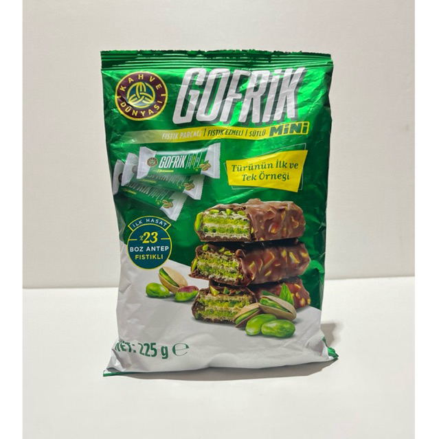 

baru gofrik pouch jumbo 225gram rasa pistachio asli turki siap kirim
