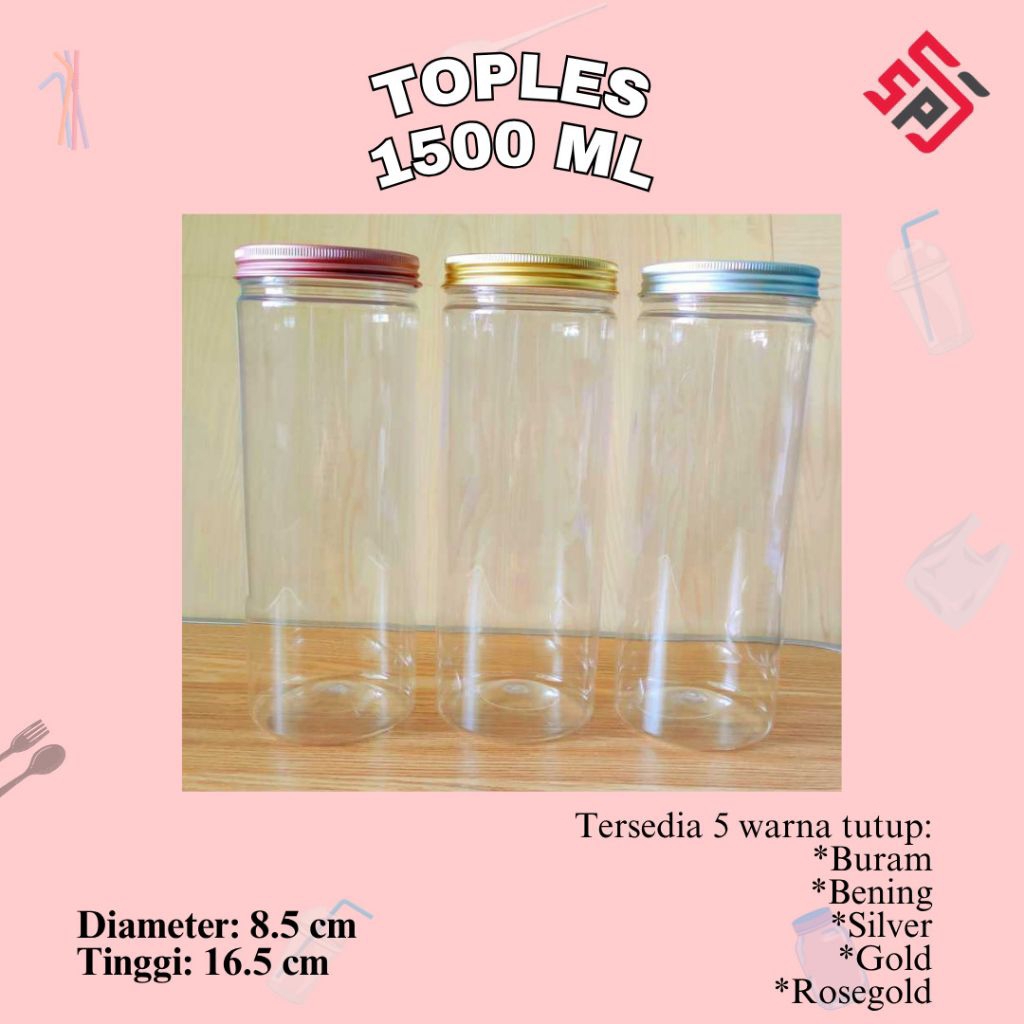 Toples TAM 1500ml /toples kue/Jar Bulat 1500ml