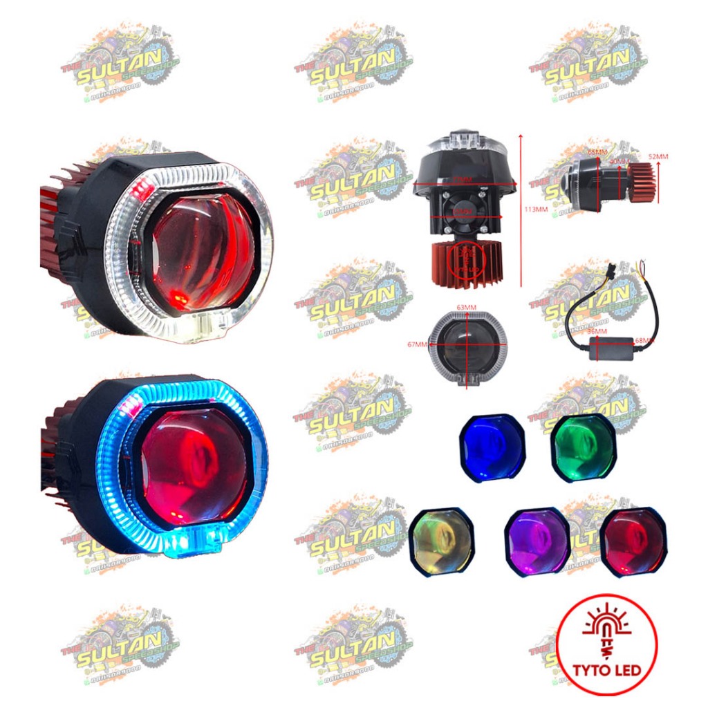 LAMPU DEPAN PROJECTOR BILED P03 2,5 INCH 35W DE RGB TYTO