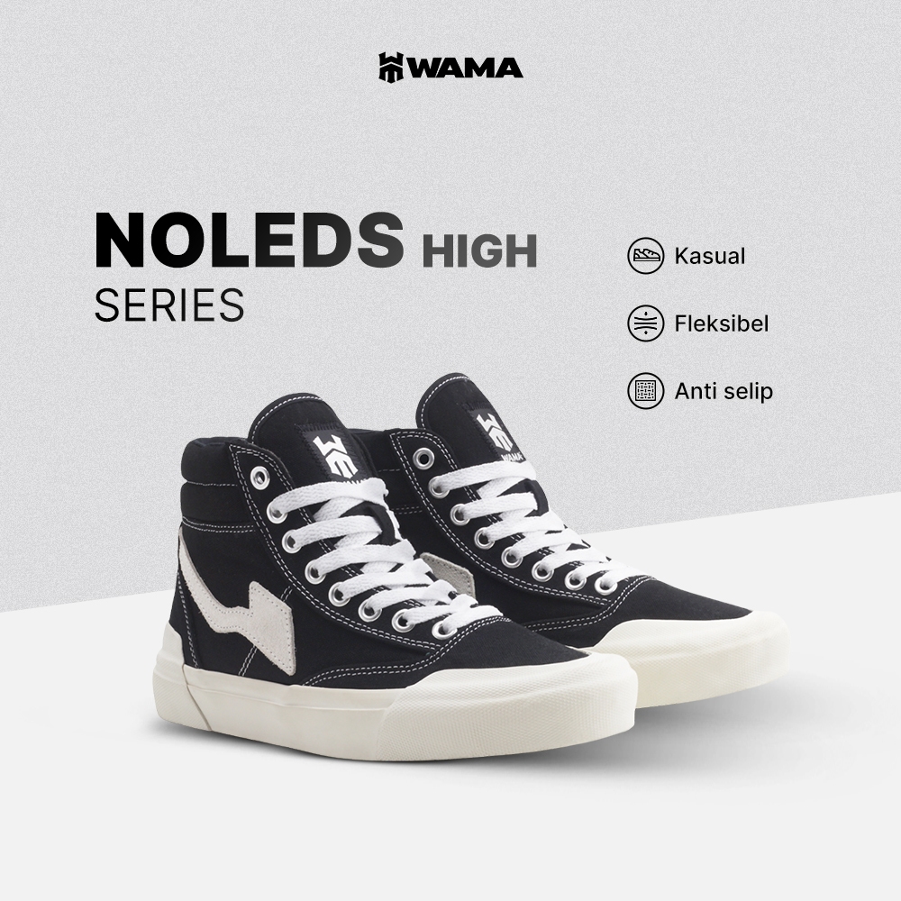WAMA - Noleds High Basic | Sepatu Skate - Sepatu Sneakers Skate Hitam Unisex Vulcanized - Sneakers H
