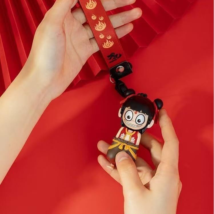 Nezha Menekan Kepala Nezha Paket Emoji Nezha Yang Mengubah Wajah Empat Emoticon Acak Keychain