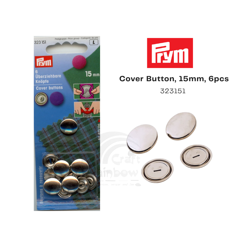 PRYM Kancing Bungkus Cover Butt 15mm 6 pcs 323151