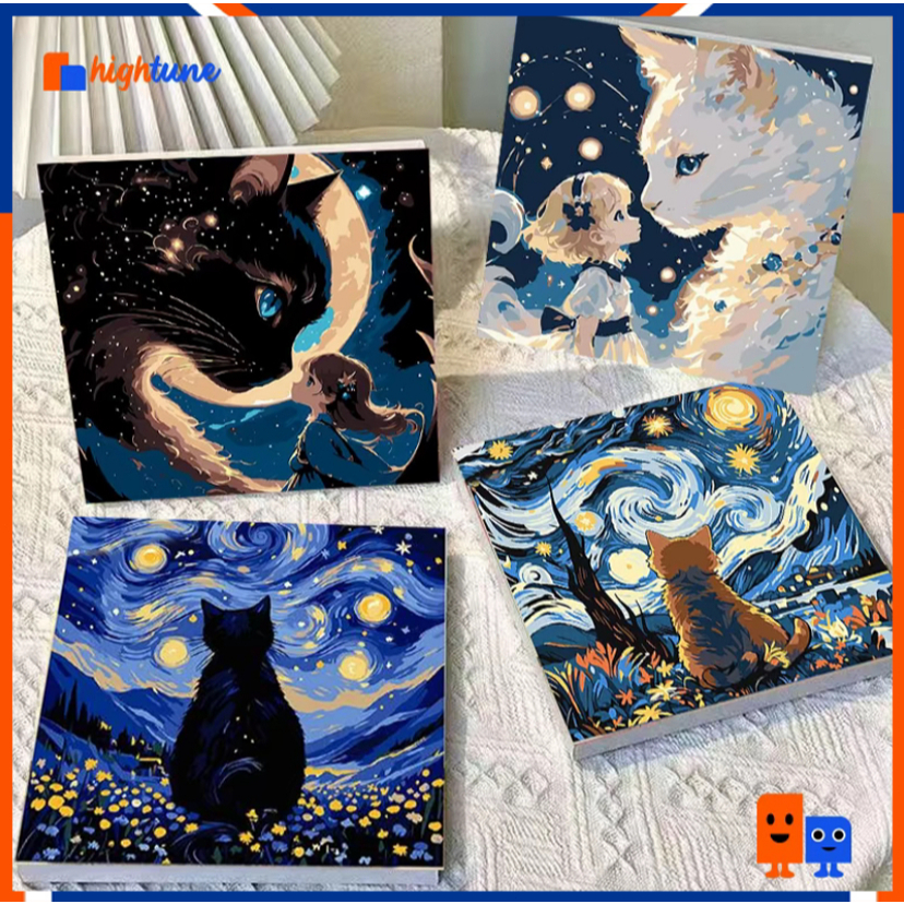 

Hightune Paint By Number Kit Lukisan Kanvas 20x20cm DIY Digital Painting Kit With Kanvas Seri Bunga