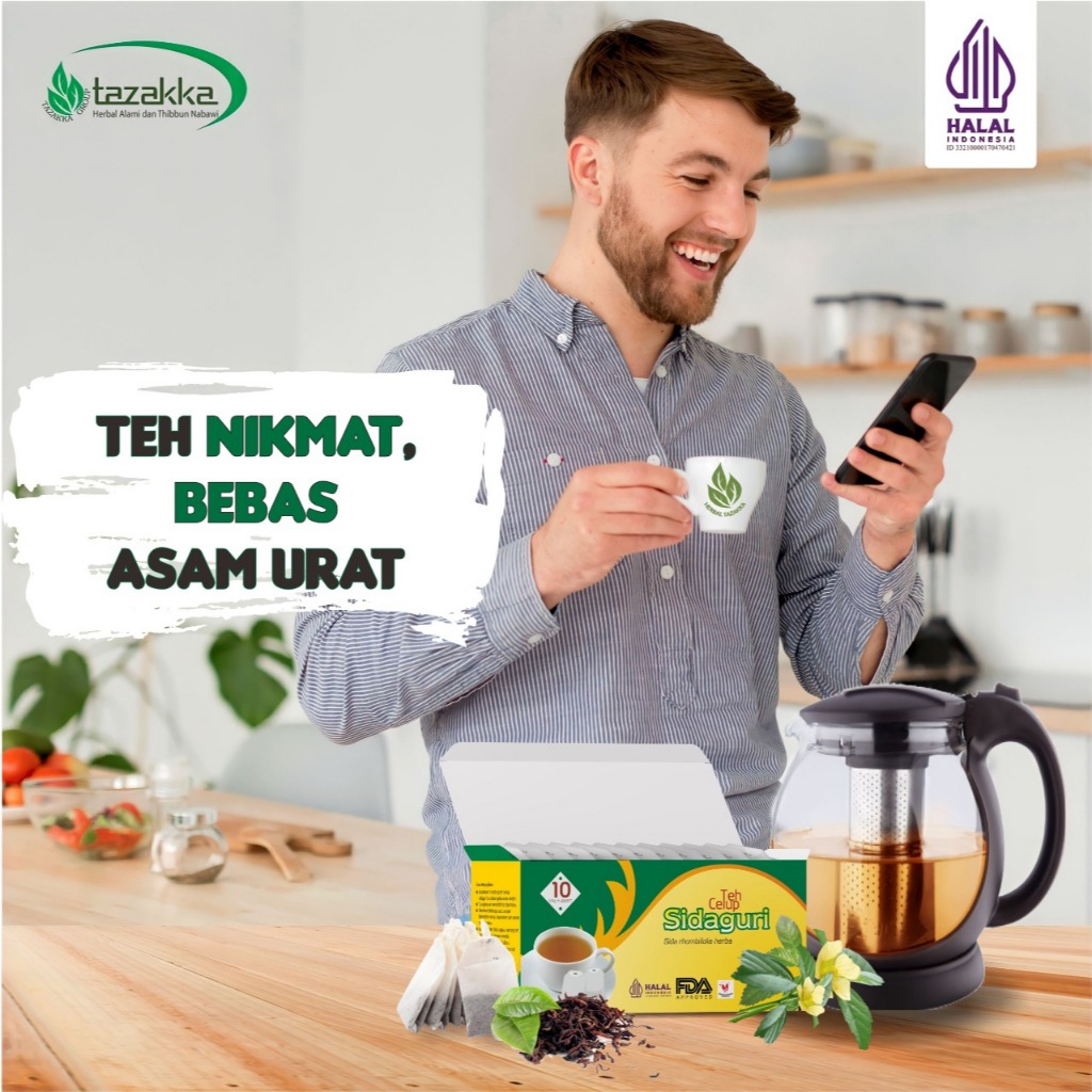 

Teh Celup Sidaguri Herbal Tazakka Original Isi 20 Kantung Herbal Atasi Asam Urat